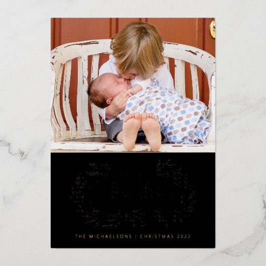 あなたの写真を追加 | メリークリスマス 箔シーズンカード (正面)