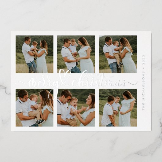 あなたの写真を追加 | メリークリスマス 箔シーズンカード (正面)