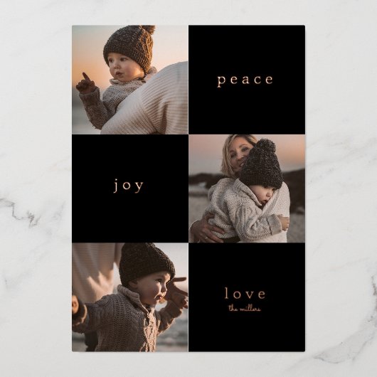 あなたの写真を追加 | メリークリスマス　PEACE JOY LOVE 箔シーズンカード (正面)