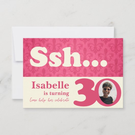 あなたの写真を追加sshサプライズ30th誕生日招待状 招待状 (正面)
