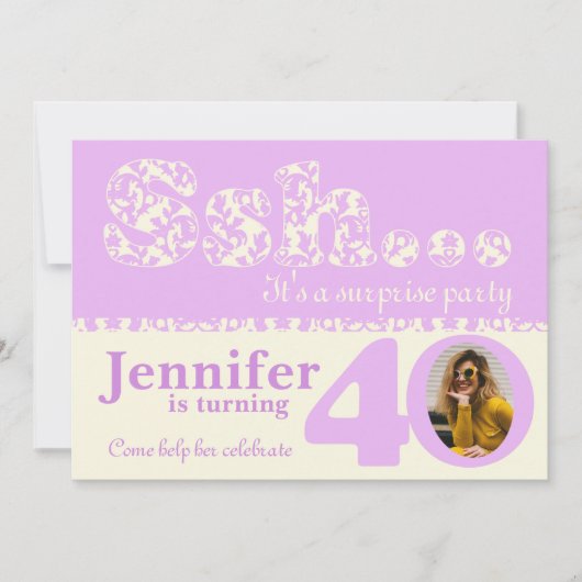あなたの写真を追加sshサプライズ40th誕生日招待状 招待状 (正面)