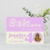 あなたの写真を追加sshサプライズ40th誕生日招待状 招待状 (スタンド正面)