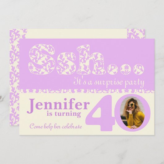 あなたの写真を追加sshサプライズ40th誕生日招待状 招待状 (正面/裏面)