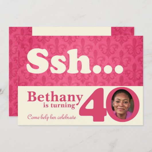 あなたの写真を追加sshサプライズ40th誕生日招待状 招待状 (正面/裏面)