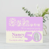 あなたの写真を追加sshサプライズ50th誕生日招待状 招待状 (スタンド正面)