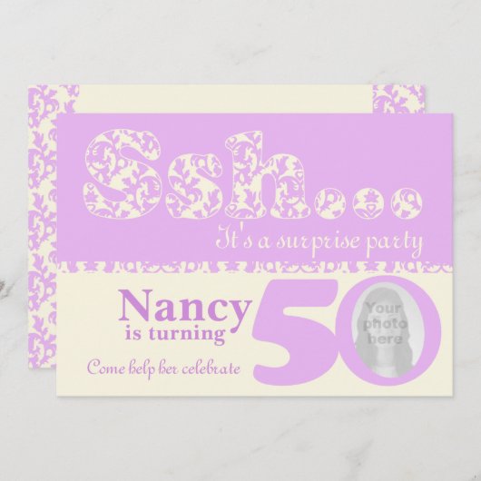 あなたの写真を追加sshサプライズ50th誕生日招待状 招待状 (正面/裏面)