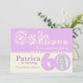 あなたの写真を追加sshサプライズ60th誕生日招待状 招待状 (スタンド正面)