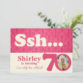 あなたの写真を追加sshサプライズ70th誕生日招待状 招待状 (スタンド正面)