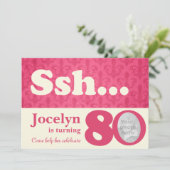 あなたの写真を追加sshサプライズ80th誕生日招待状 招待状 (スタンド正面)