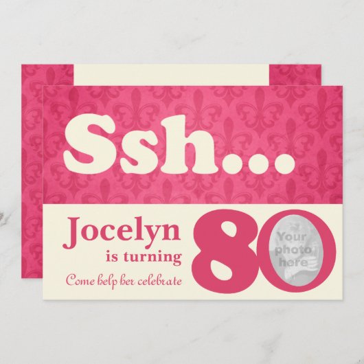 あなたの写真を追加sshサプライズ80th誕生日招待状 招待状 (正面/裏面)