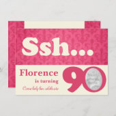 あなたの写真を追加sshサプライズ90th誕生日招待状 招待状 (正面/裏面)