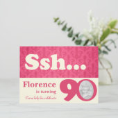 あなたの写真を追加sshサプライズ90th誕生日招待状 招待状 (スタンド正面)