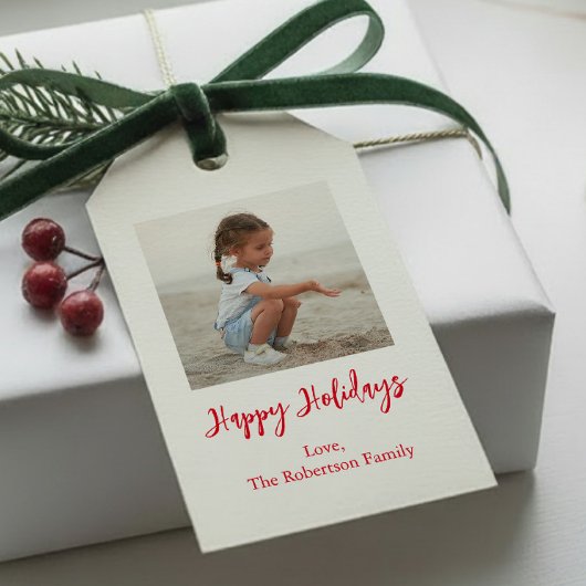 あなたの写真を飾るクリスマスまたはホリデータグ、ミニマル ギフトタグ