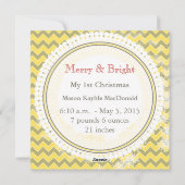 あなたの写真イエロー&グレーシェブロン私の最初のクリスマス シーズンカード (裏面)