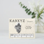 あなたの写真イリノイ型切り出しカスタムQSL ポストカード (スタンド正面)