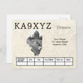 あなたの写真イリノイ型切り出しカスタムQSL ポストカード (正面/裏面)