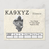 あなたの写真イリノイ型切り出しカスタムQSL ポストカード (正面)