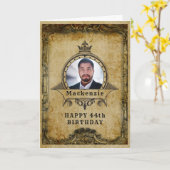 あなたの写真エレガントヴィンテージ任意の年齢名誕生日 カード (黄色い花)