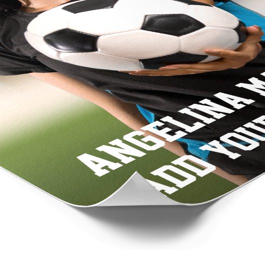 あなたの写真カスタムのサッカーまたはあなたのスポーツのフレーム ポスター (角)