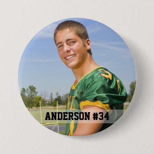 あなたの写真カスタムのサッカーまたはスポーツのラウンド 缶バッジ (正面)