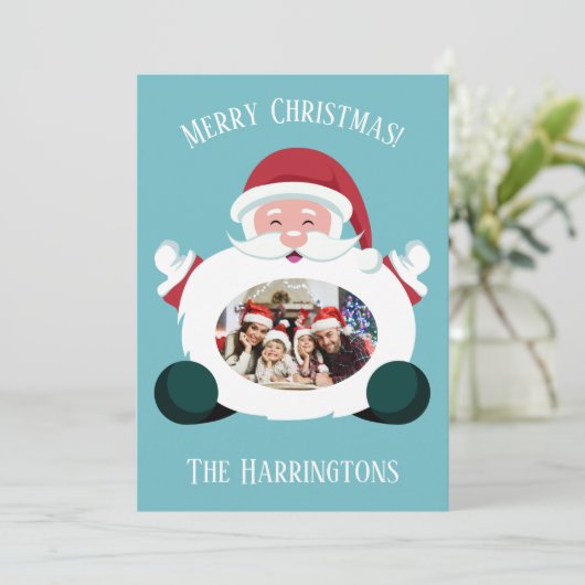 あなたの写真カスタムのサンタクリスマスカード シーズンカード (スタンド正面)