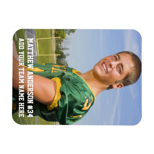 あなたの写真カスタムサッカーまたはあなたのスポーツ マグネット (横)