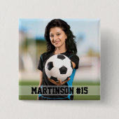 あなたの写真カスタムサッカーまたはあなたのスポーツ 缶バッジ (正面)