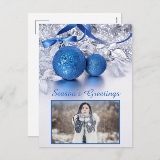 あなたの写真カスタム文字クリスマスポストカード シーズンポストカード (正面/裏面)