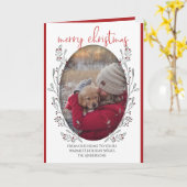 あなたの写真クリスマスの葉と果実 カード (黄色い花)