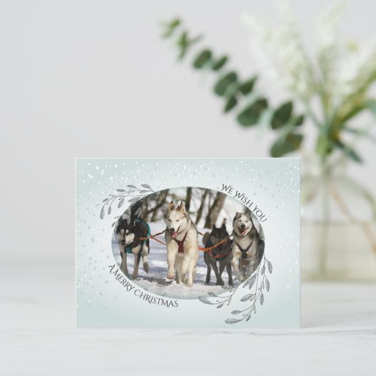 あなたの写真クリスマスの葉と果実 シーズンポストカード (スタンド正面)