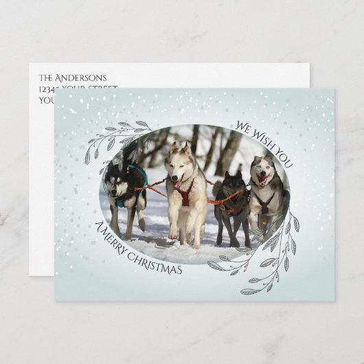 あなたの写真クリスマスの葉と果実 シーズンポストカード (正面/裏面)