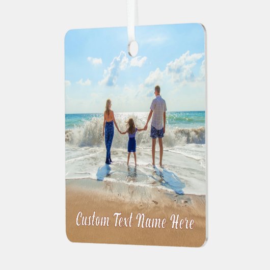 あなたの写真クリスマスオーナメントとカスタム文字 メタルオーナメント (正面左)