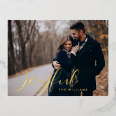 あなたの写真クリスマスカード | Joyful Foil 箔シーズンポストカード (正面)