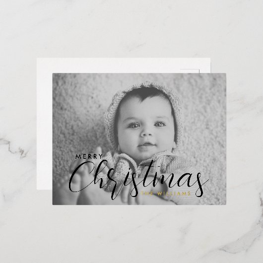 あなたの写真クリスマスカード | Merry Christmas Foil 箔シーズンポストカード (正面/裏面)
