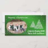 あなたの写真クリスマスツリーグリーン シーズンカード (正面)