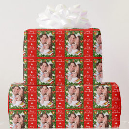 あなたの写真クリスマスラッピング紙ファミリーベビー ラッピングペーパー