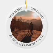 あなたの写真クリスマス結婚のカスタム セラミックオーナメント (裏面)