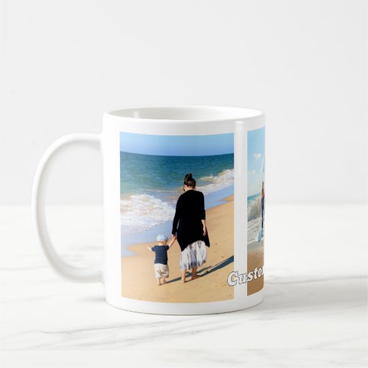 あなたの写真コラージコーヒーマグのギフトとカスタム文字 コーヒーマグカップ (左)