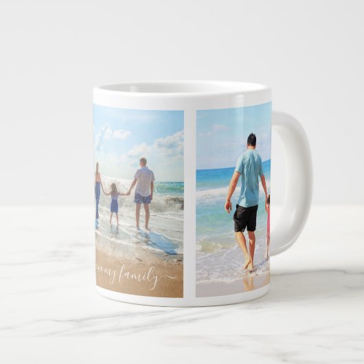 あなたの写真コラージュのマグギフト – 私は私の家族を愛している ジャンボコーヒーマグカップ (正面右)