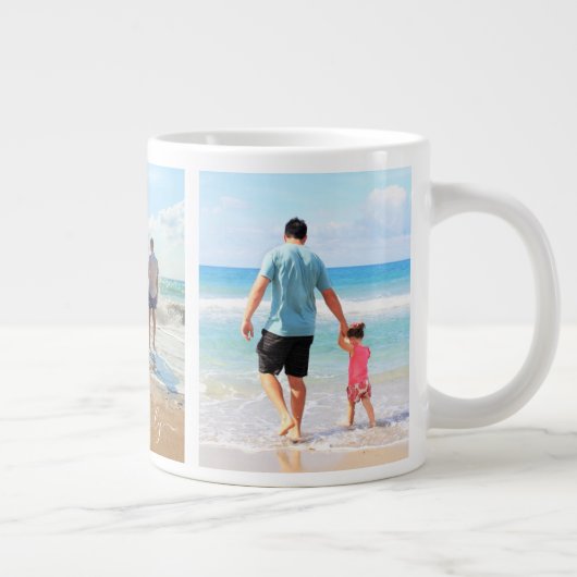 あなたの写真コラージュのマグギフト – 私は私の家族を愛している ジャンボコーヒーマグカップ (右)