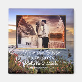 あなたの写真コースタルサンセット日付マグネットを保存 マグネット (正面)