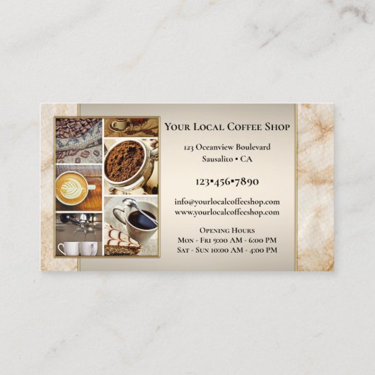 あなたの写真コーヒーショップベーカリー名刺 名刺 (裏面)