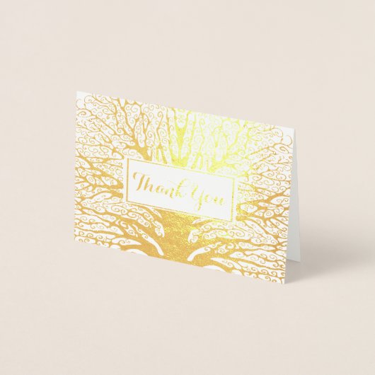 あなたの写真シルバーフォイルのオークツリー結婚感謝する 箔カード (正面)