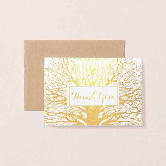 あなたの写真シルバーフォイルのオークツリー結婚感謝する 箔カード (封筒付き正面)