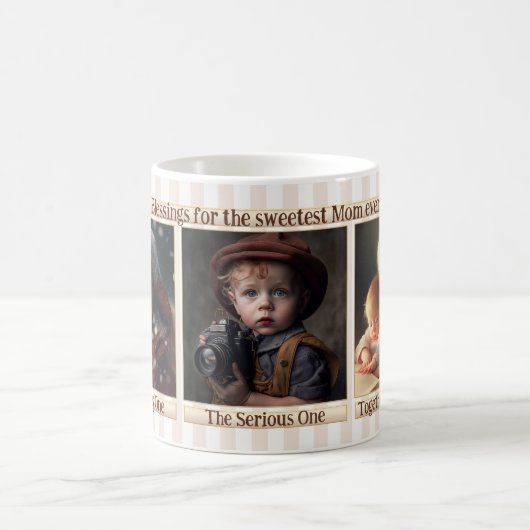 あなたの写真ストライプのヴィンテージマおもしろいマムグ コーヒーマグカップ (中央)