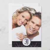 あなたの写真ナス&ブラックダマスコウェディング招待状 招待状 (裏面)