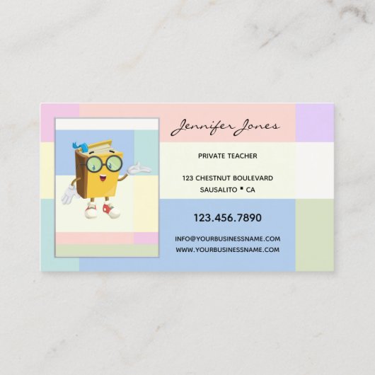 あなたの写真パステル先生または子供作家 名刺 (裏面)