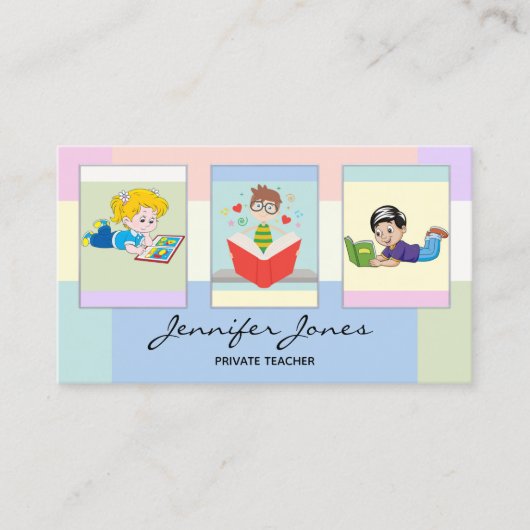 あなたの写真パステル先生または子供作家 名刺 (正面)