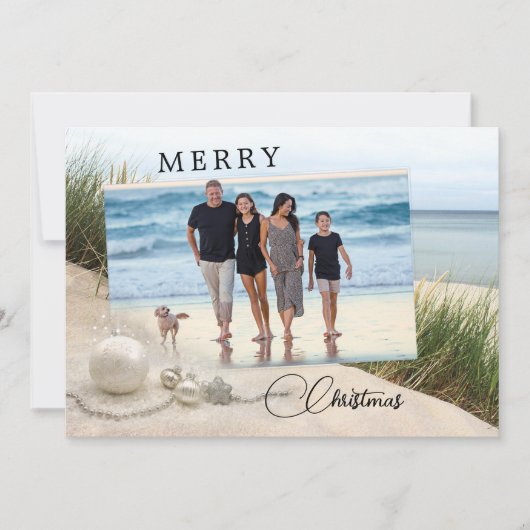 あなたの写真ビーチコラージクリスマスホリデーズカード シーズンカード (正面)