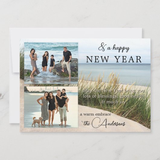 あなたの写真ビーチコラージクリスマスホリデーズカード シーズンカード (裏面)
